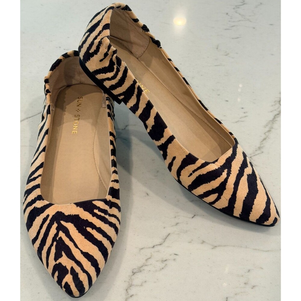 Sun Stone Women's Jilly Tiger-Print Flats Sz. 9M